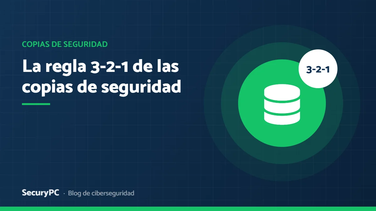 Ilustración de una base de datos con el lema 3-2-1: regla de las copias de seguridad para empresas